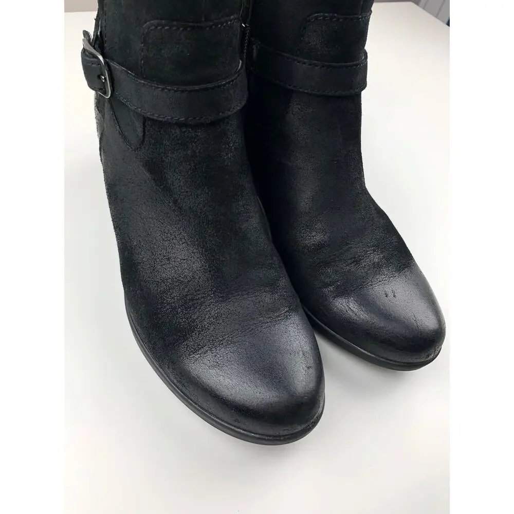 Dansko Cagney Ankle Boots Black Burnished Leather Booties Women's 37 US 6.5 7